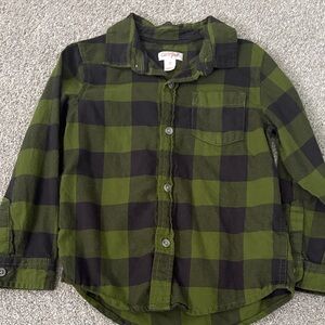 Cat & Jack Kids Black and Green Checkered Shirt